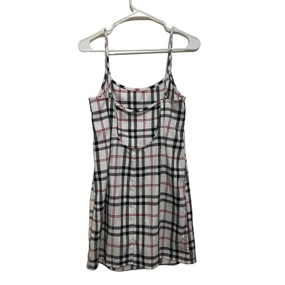 Forever 21 Plaid Bodycon Open Back Mini Dress Red Black White Medium - Picture 5 of 5